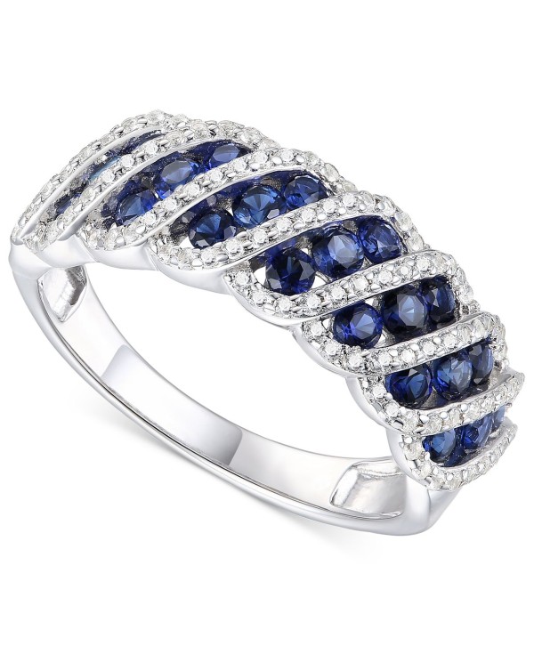 Sapphire (1 ct) & Diamond (1/3 ct) Diagonal Cluster Ring