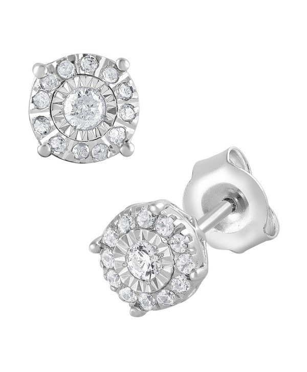 Diamond Halo Stud Earrings (1/4 ct) in 10k White Gold