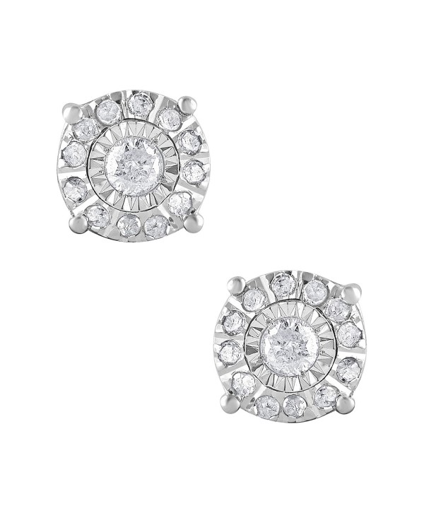 Diamond Halo Stud Earrings (1/4 ct) in 10k White Gold