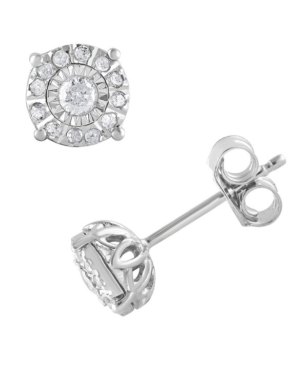 Diamond Halo Stud Earrings (1/4 ct) in 10k White Gold