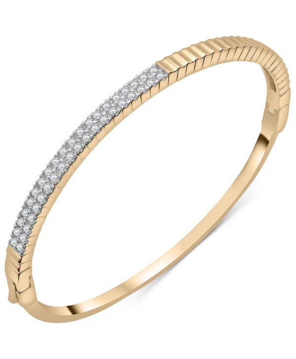 Diamond Textured Bangle Bracelet (1/2 ct) in Gold Vermeil