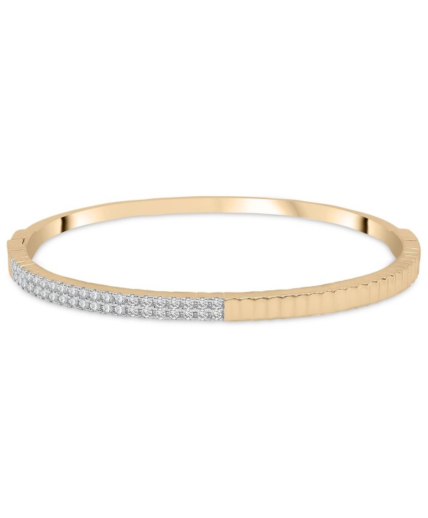 Diamond Textured Bangle Bracelet (1/2 ct) in Gold Vermeil