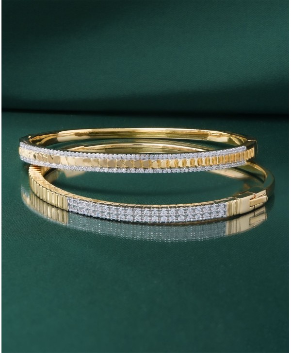 Diamond Textured Bangle Bracelet (1/2 ct) in Gold Vermeil