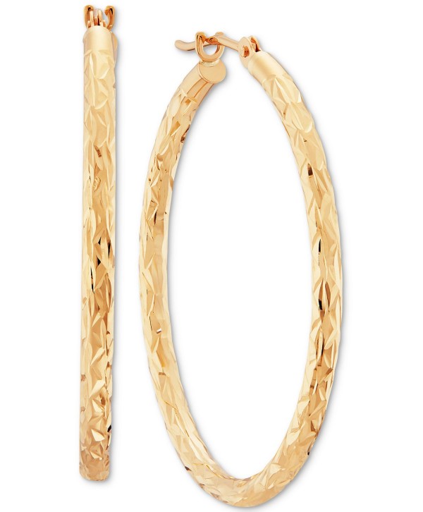 Round Tube Hoop Earrings in 10k Gold, 1 1/5 inch