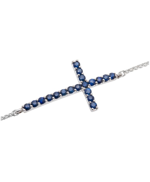 Sapphire East-West Cross Bracelet (7/8 ct) in 14k White Gold