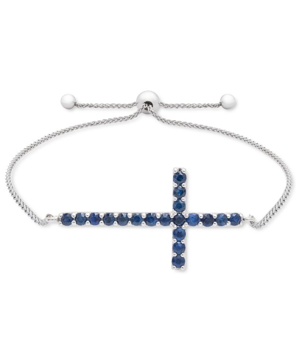 Sapphire East-West Cross Bracelet (7/8 ct) in 14k White Gold