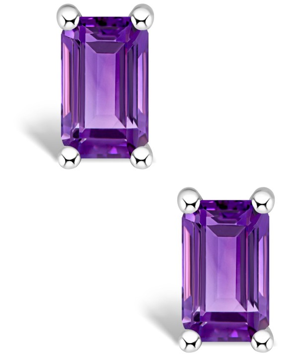 Amethyst (5/8 ct) Stud Earrings in 14K White Gold or 14K Yellow Gold