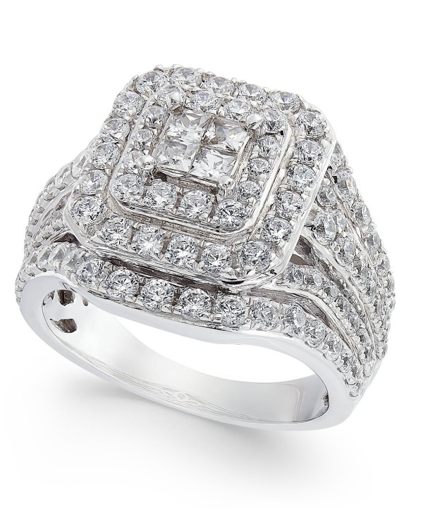 Diamond Princess Cluster Ring (2 ct) in 14k White Gold