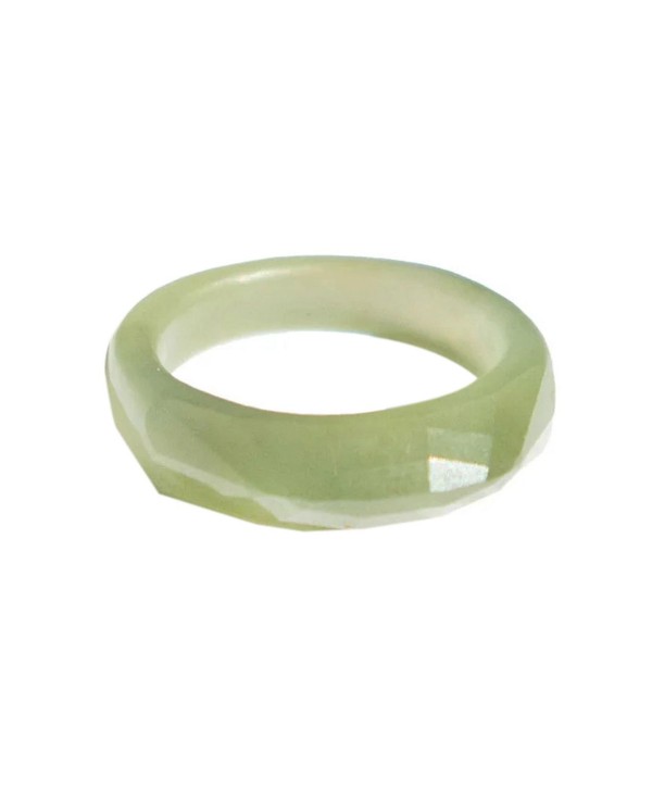 Structured green jade ring