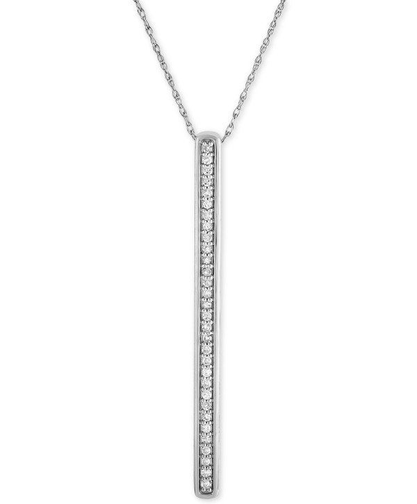 Diamond Stick Pendant Necklace (1/6 ct) in Sterling Silver