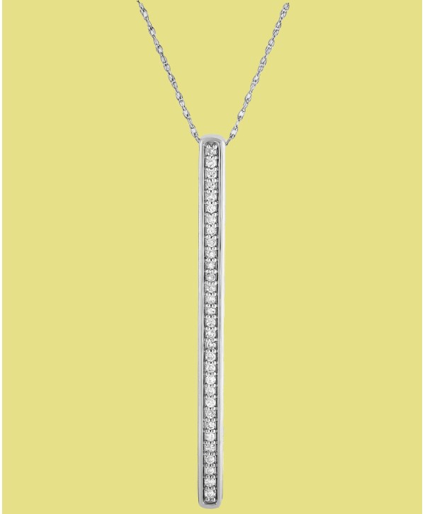 Diamond Stick Pendant Necklace (1/6 ct) in Sterling Silver