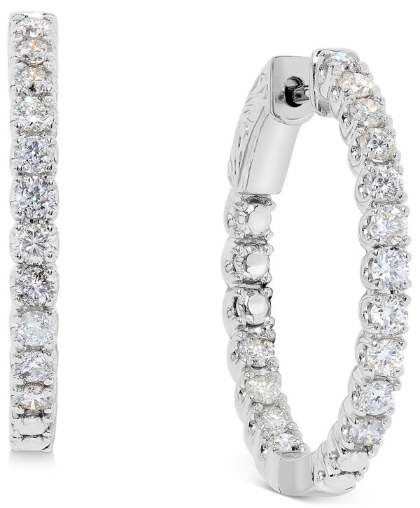 Diamond Inside Out Hoop Earrings (1-1/2 ct) in 14k White Gold