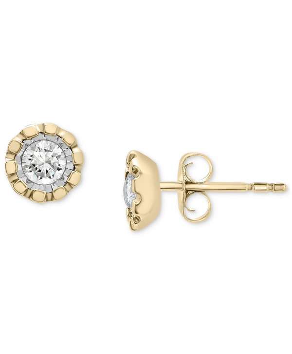 Diamond Miracle Plate Stud Earrings (1/5 ct) in 14k Two-Tone Gold