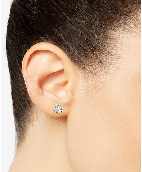 Diamond Miracle Plate Stud Earrings (1/5 ct) in 14k Two-Tone Gold