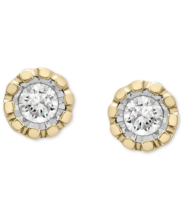 Diamond Miracle Plate Stud Earrings (1/5 ct) in 14k Two-Tone Gold