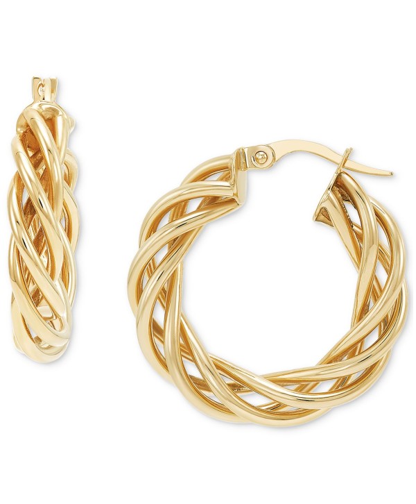 Braided Small Hoop Earrings in 10k Gold, 1