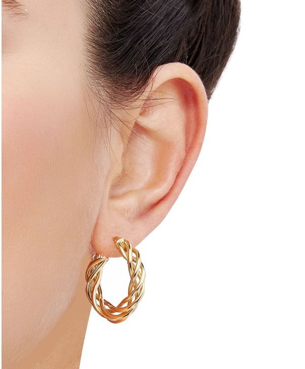 Braided Small Hoop Earrings in 10k Gold, 1