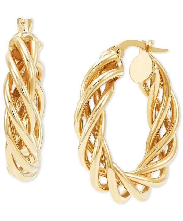 Braided Small Hoop Earrings in 10k Gold, 1