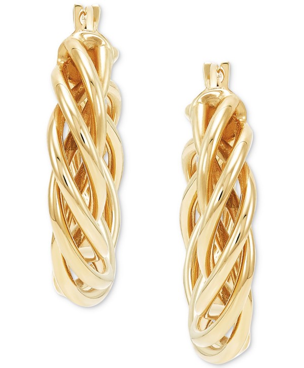 Braided Small Hoop Earrings in 10k Gold, 1