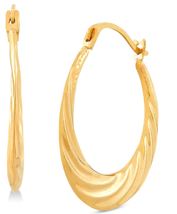 Small Swirl Hoop Earrings in 14k Gold