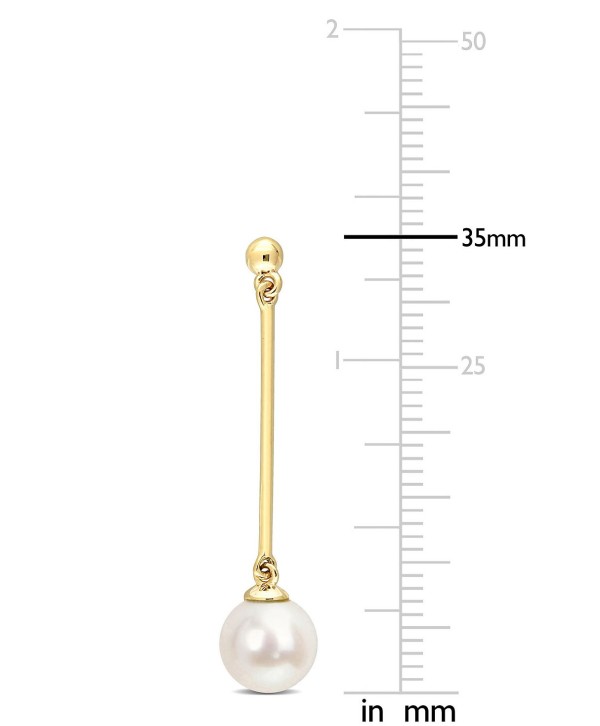 Cultured Freshwater Pearl (7mm) Linear Drop Earrings in 10k Gold