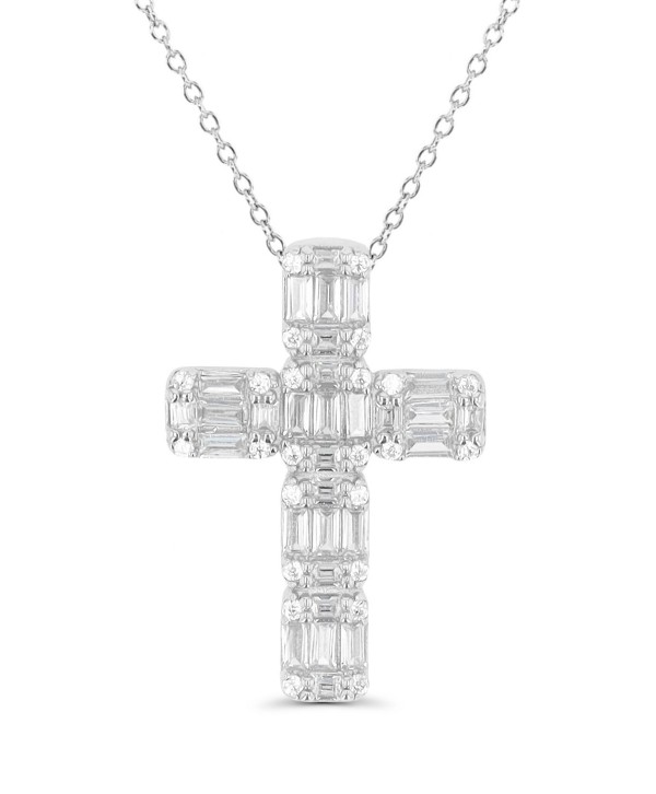 Cubic Zirconia Cross Necklace (1 1/2 ct) in Sterling Silver