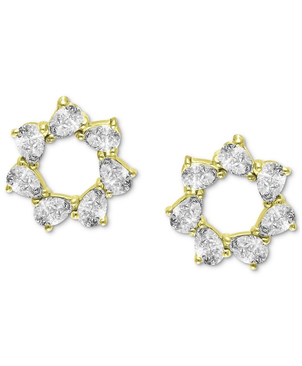 Cubic Zirconia Pear Circle Stud Earrings