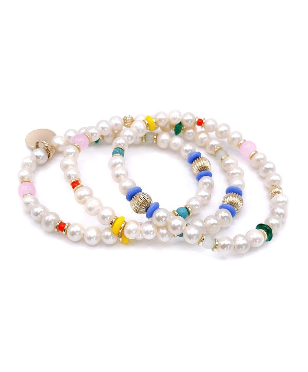 Non-Tarnishing Gold Filled Balls and Freshwater Pearls Stretch Bracelet