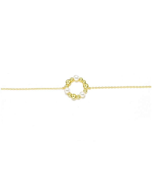 14K Gold Plated 4MM Fresh Water Pearl Round Bracelet