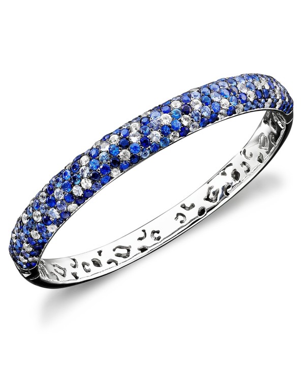 Sapphire Bangle Bracelet (10-3/8 ct) in Sterling Silver