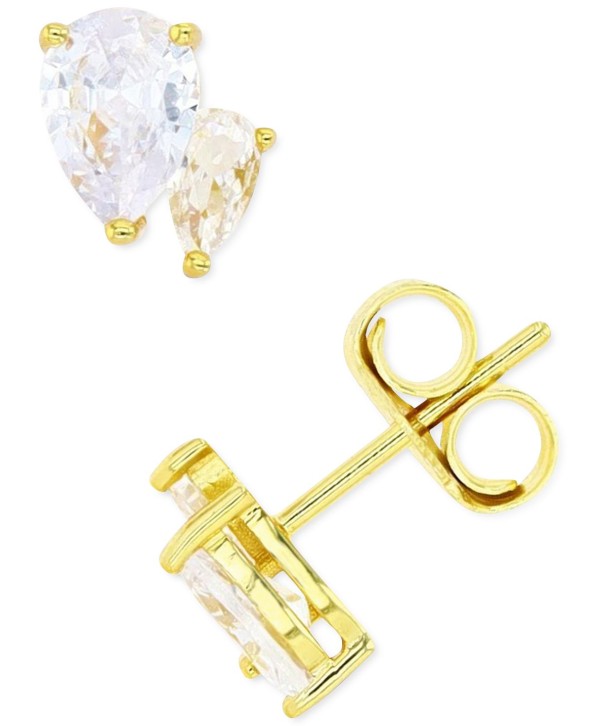 Cubic Zirconia Stud Earrings or 14k Gold over