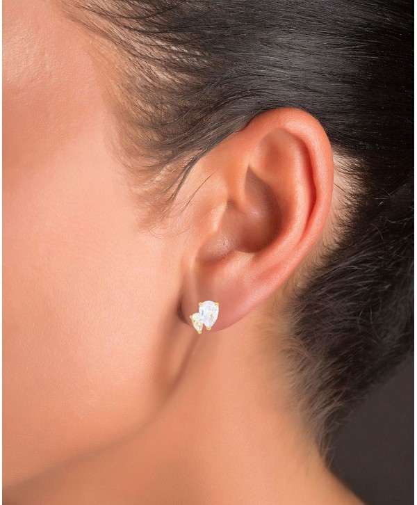 Cubic Zirconia Stud Earrings or 14k Gold over