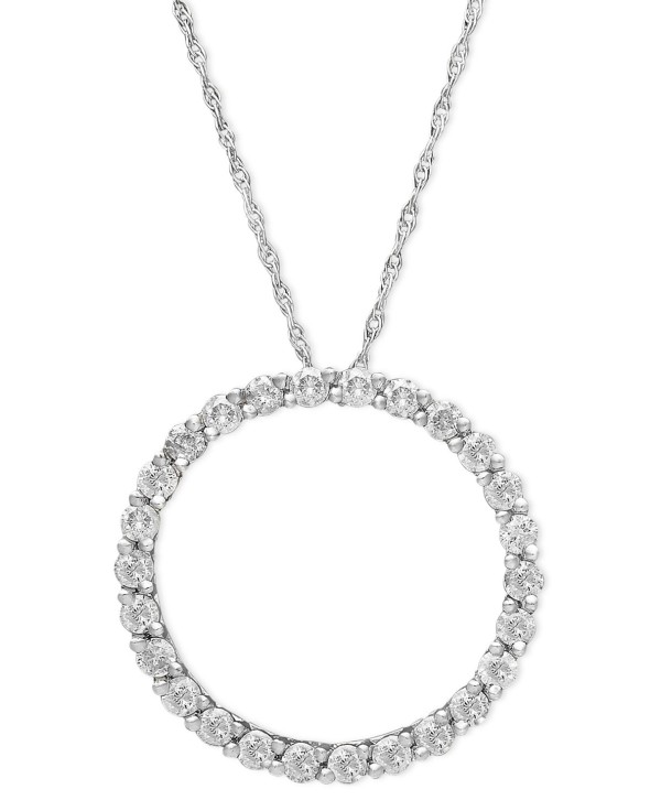 Diamond Pendant, 14k White Gold Diamond Circle (1/4 ct)