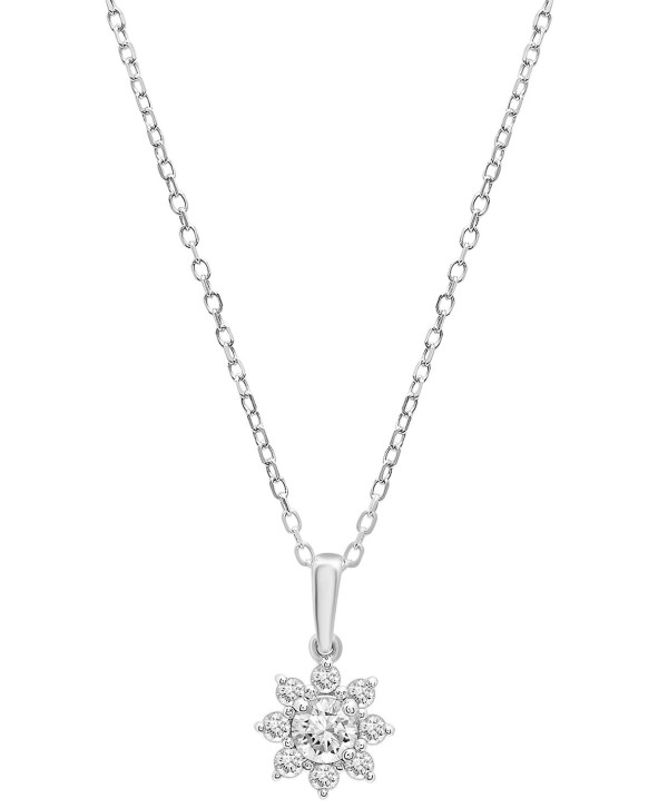 Diamond Star Flower Pendant Necklace (1/3 ct) in 14k Gold, 15