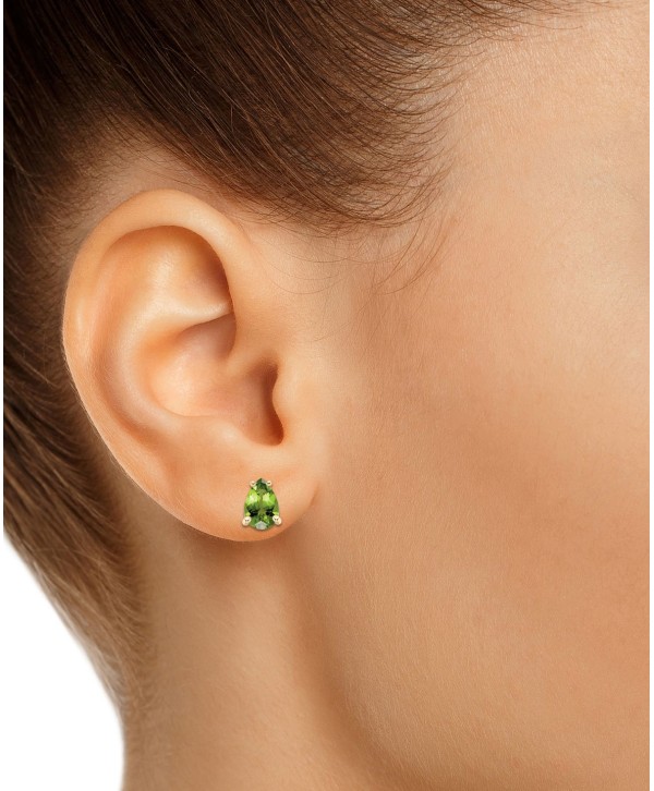 Peridot Pear Stud Earrings (1 ct) in 14k Gold