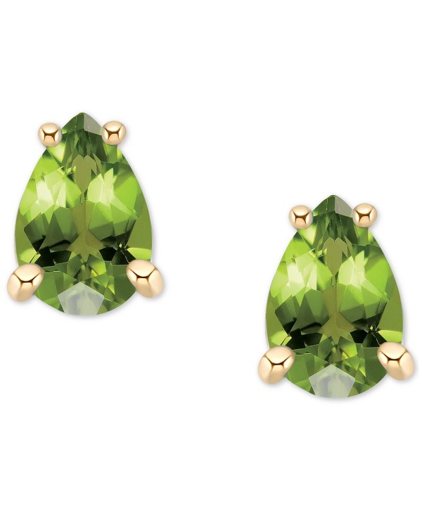 Peridot Pear Stud Earrings (1 ct) in 14k Gold