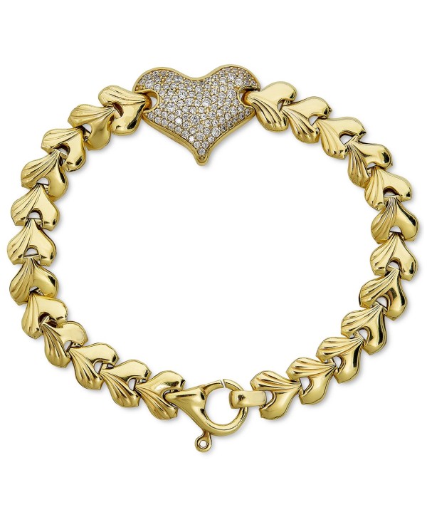 Diamond Heart Cluster Link Bracelet (3/4 ct) in 14k