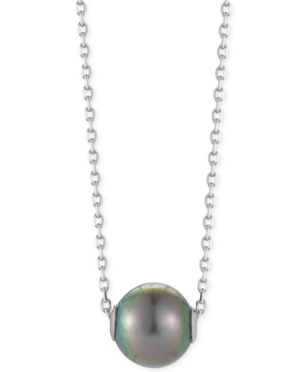 Cultured Tahitian Pearl Pendant Necklace (10mm) in Sterling Silver