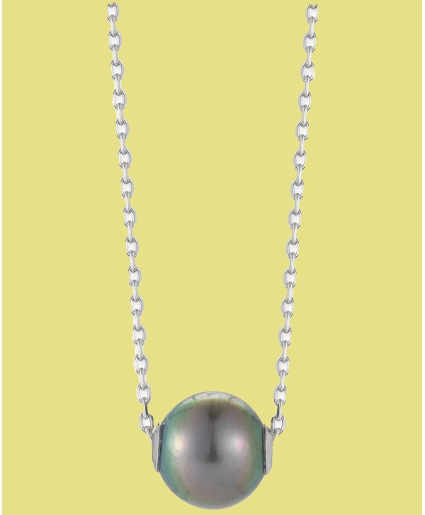 Cultured Tahitian Pearl Pendant Necklace (10mm) in Sterling Silver