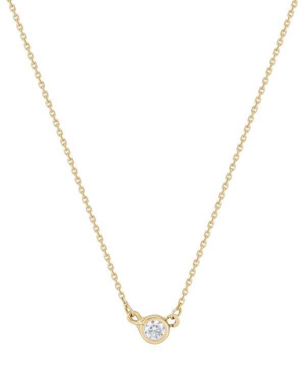 Cubic Zirconia Solitaire Pendant Necklace in 14k Gold, 14