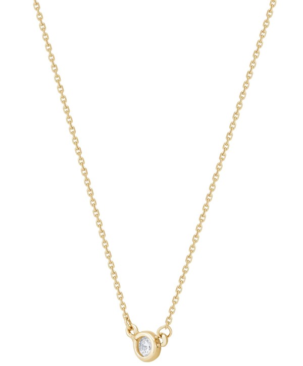 Cubic Zirconia Solitaire Pendant Necklace in 14k Gold, 14