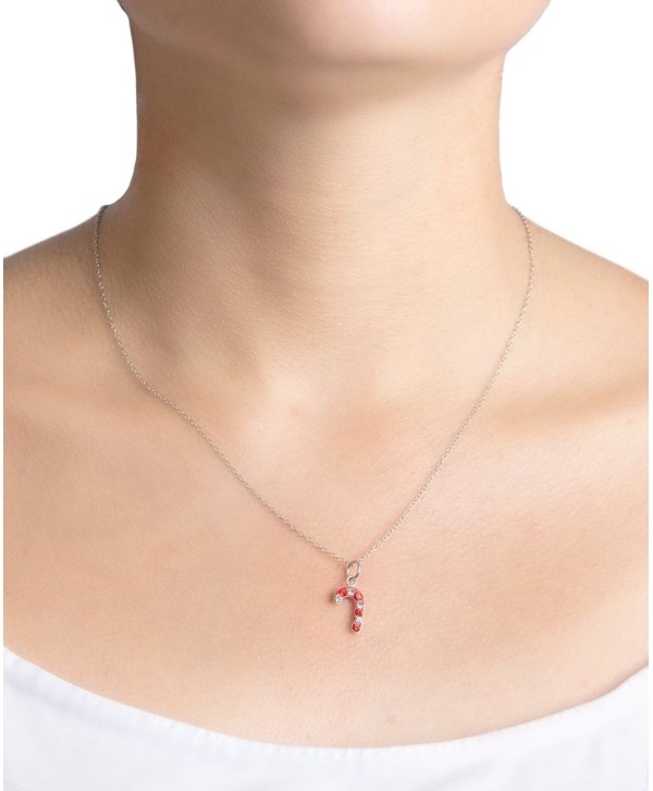 Crystal Candy Cane Pendant Necklace (0.13 ct) in Sterling Silver