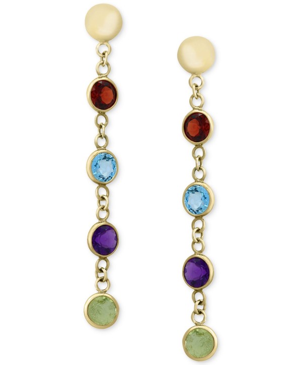 Multi-Gemstone Drop Earrings (2-1/5 ct) in 14k Gold