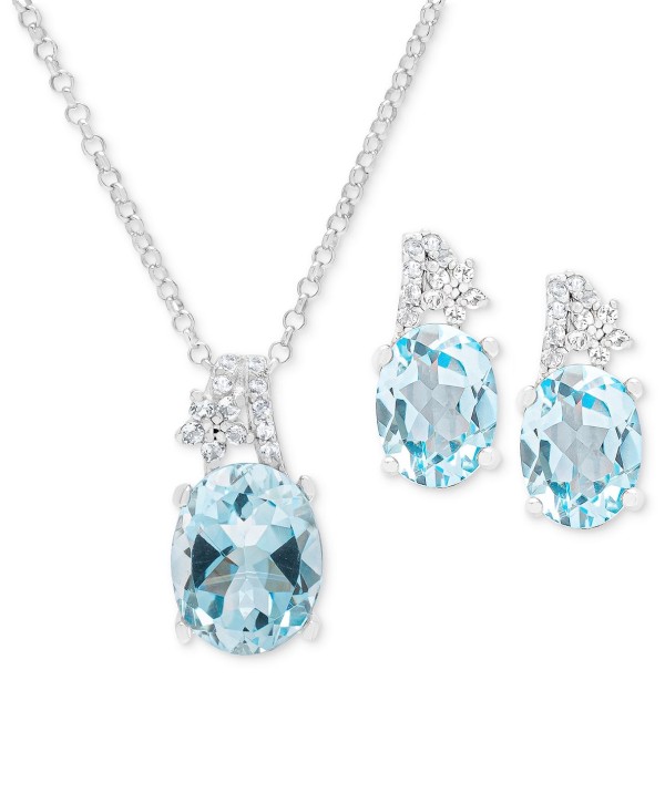 Sapphire Oval Pendant Necklace & Matching Stud Earrings Collection