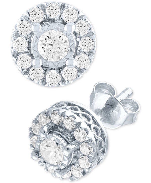 Diamond Cluster Stud Earrings (1/2 ct)