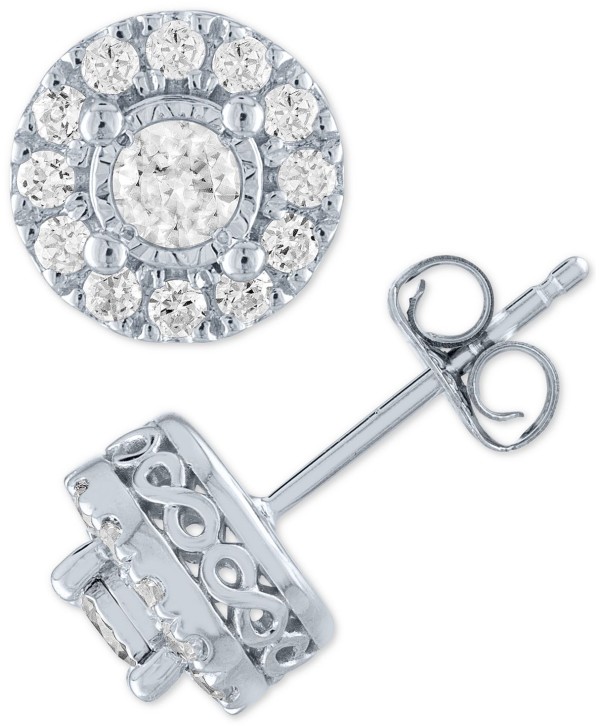 Diamond Cluster Stud Earrings (1/2 ct)