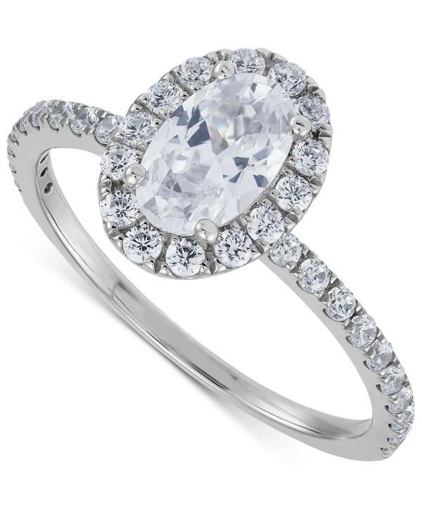 Diamond Oval-Cut Halo Engagement Ring (1-1/2 ct) in 14k White Gold