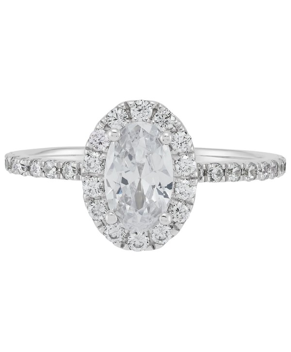 Diamond Oval-Cut Halo Engagement Ring (1-1/2 ct) in 14k White Gold