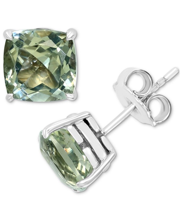 Green Quartz Stud Earrings (4-1/2 ct) in Sterling Silver