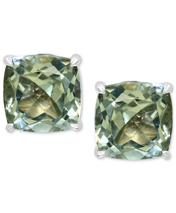 Green Quartz Stud Earrings (4-1/2 ct) in Sterling Silver